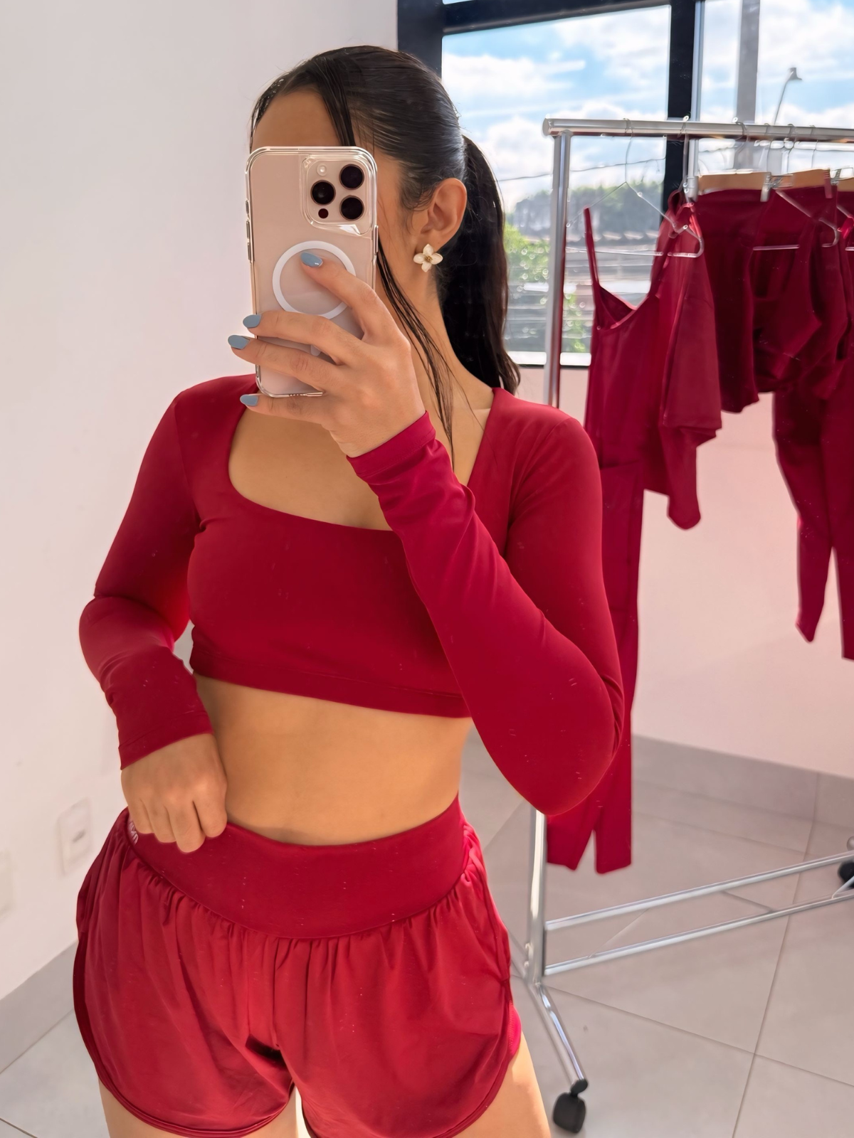CROPPED MANGA LONGA RED CHERRY