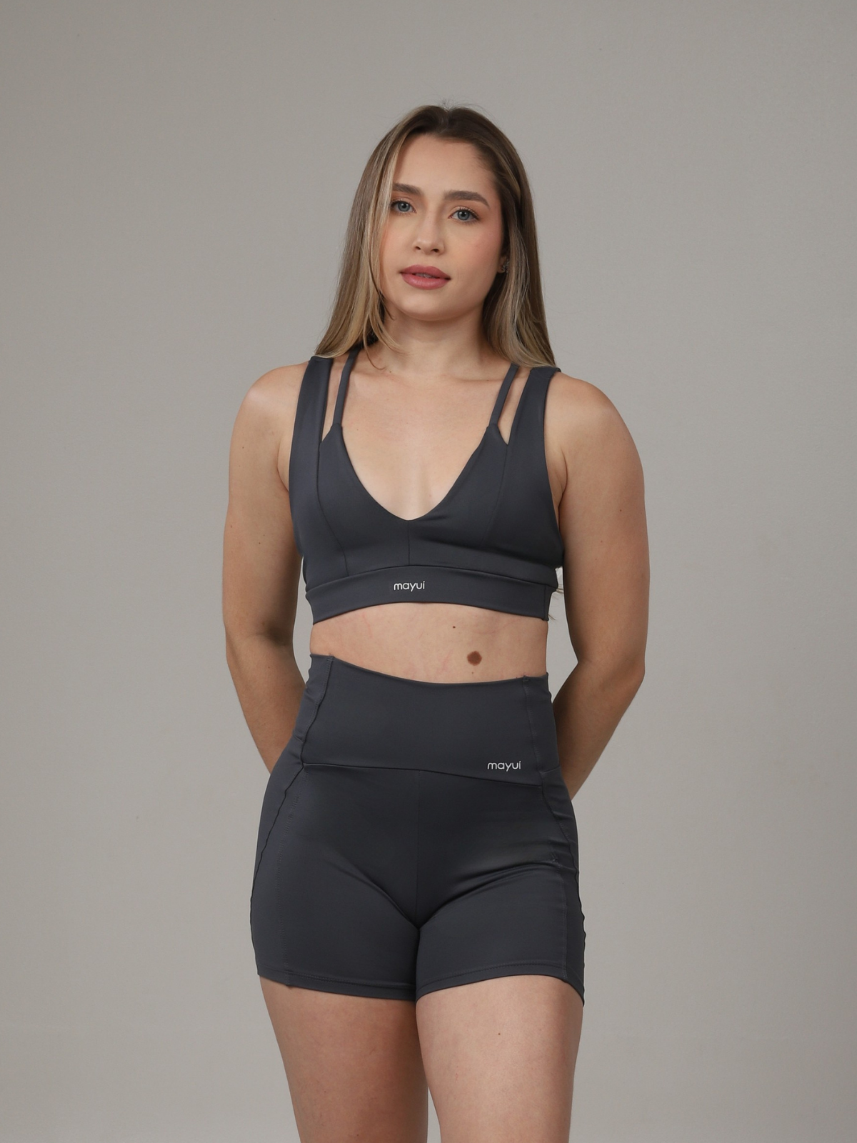 SHORT STRAPPY CINZA