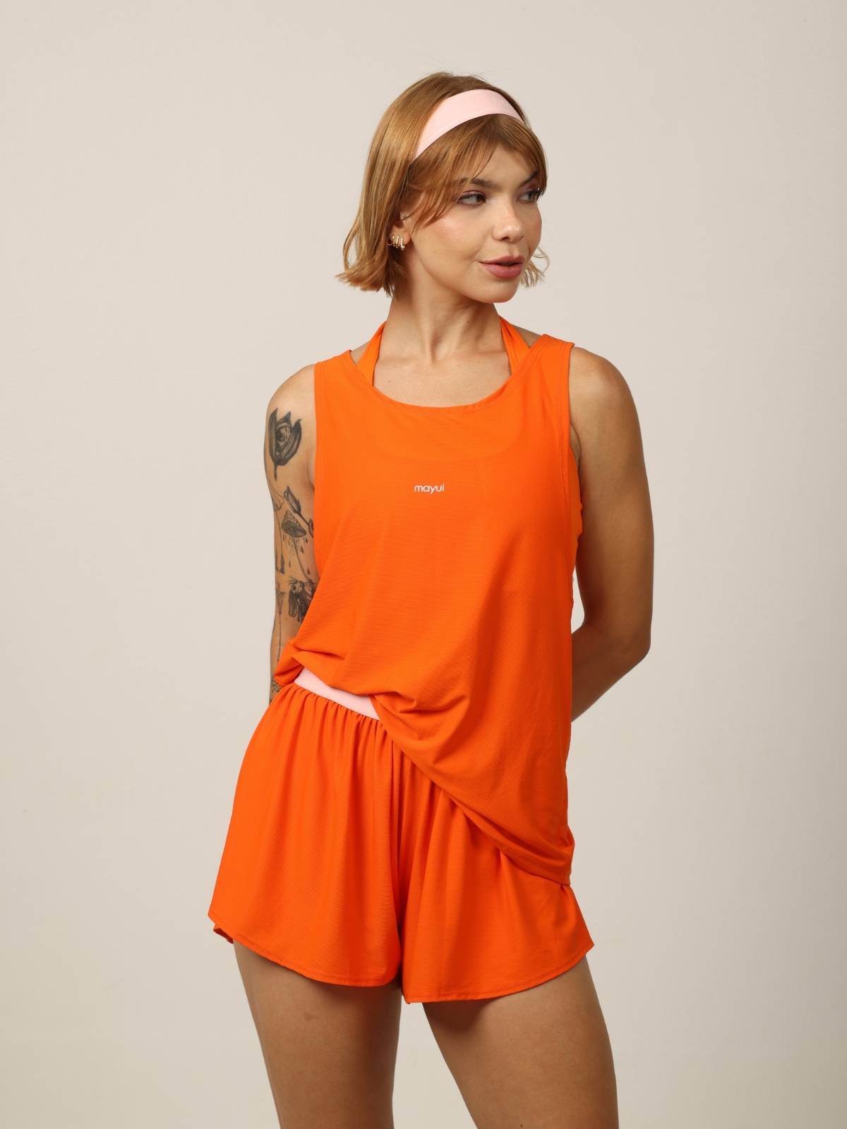 SHORT AIR ORANGE COM ROSA BUBBLE